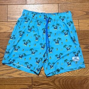 Beach Bros Men Medium Swim Shorts Trunks Pineapple Palm Tree Print Bathing Suit